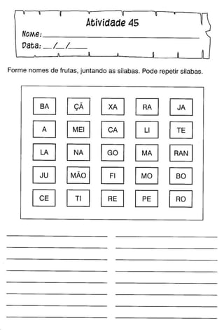 Oficina para casa 1º ano