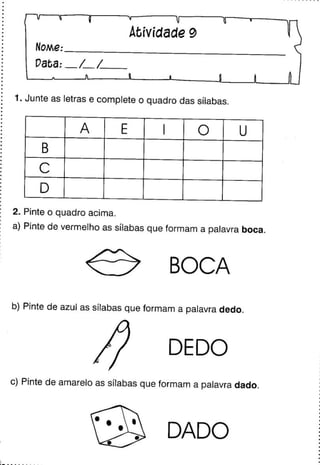 Oficina para casa 1º ano