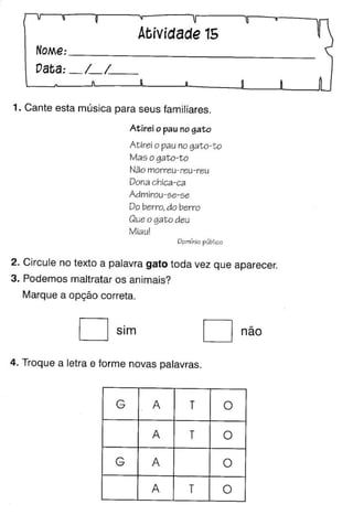 Oficina para casa 1º ano