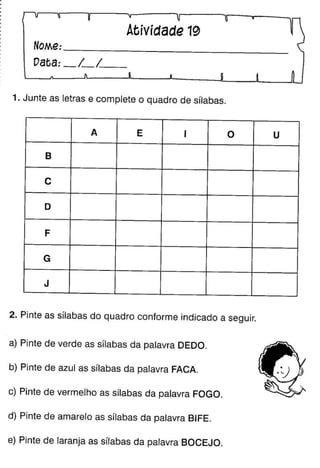 Oficina para casa 1º ano