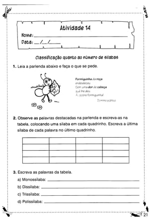 Oficina para casa 3º ano