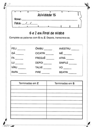 Oficina para casa 3º ano