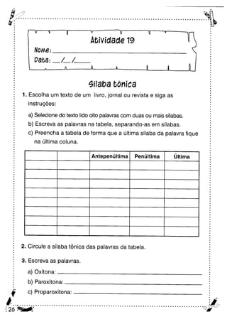 Oficina para casa 3º ano