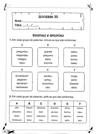 Oficina para casa 3º ano
