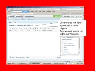 Clicando no link feito, aparecerá a nova página.  Aqui vamos inserir um vídeo do Youtube. 