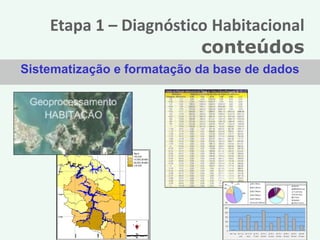 Etapa 1 – Diagnóstico Habitacional
                        conteúdos
Sistematização e formatação da base de dados
 