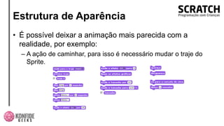 Estrutura de Aparência
• É possível deixar a animação mais parecida com a
realidade, por exemplo:
– A ação de caminhar, para isso é necessário mudar o traje do
Sprite.
 