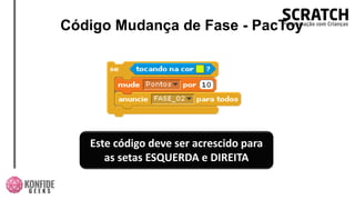 Código Mudança de Fase - PacToy
Este código deve ser acrescido para
as setas ESQUERDA e DIREITA
 