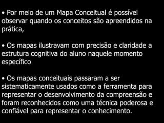  Por meio de um Mapa Conceitual é possível observar quando os conceitos são apreendidos na prática, 