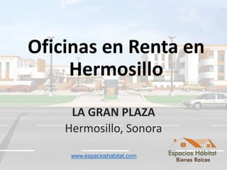 Oficinas en Renta en 
Hermosillo 
LA GRAN PLAZA 
Hermosillo, Sonora 
www.espacioshabitat.com 
 