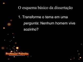 O esquema básico da dissertação 1. Transforme o tema em uma  pergunta : Nenhum homem vive sozinho?  