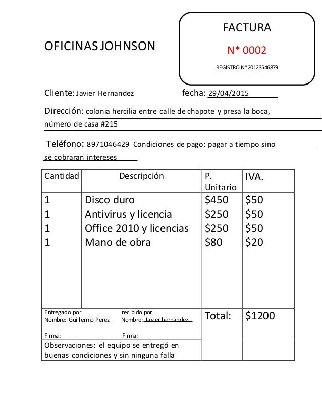 tercer formato factura