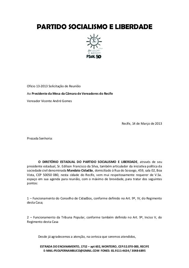 Oficio 13 2013 solicitação de reunião com preseidência da 