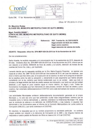 Oficio n° pe 2015 11-17-01 dr mauricio rodas-alcalde mdmq asunto-respuesta oficio no spa-mep-939-ob-2015