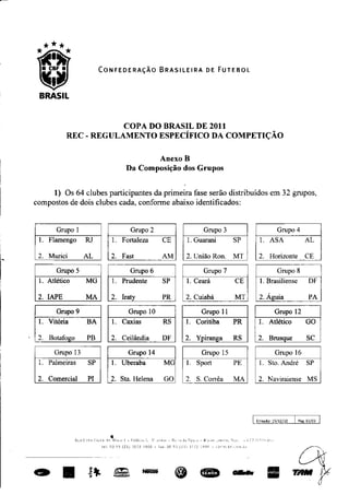 Tabela da Copa do Brasil 2011