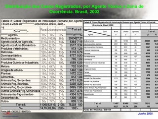 Distribuição dos Casos Registrados, por Agente Tóxico e Zona de
                    Ocorrência. Brasil, 2002




                                                            Junho 2005
 