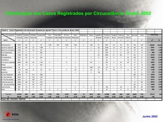 Distribuição dos Casos Registrados por Circunstância. Brasil, 2002




                                                              Junho 2005
 