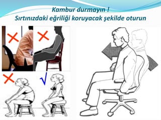 Kambur durmayın !
Sırtınızdaki eğriliği koruyacak şekilde oturun
√
 
