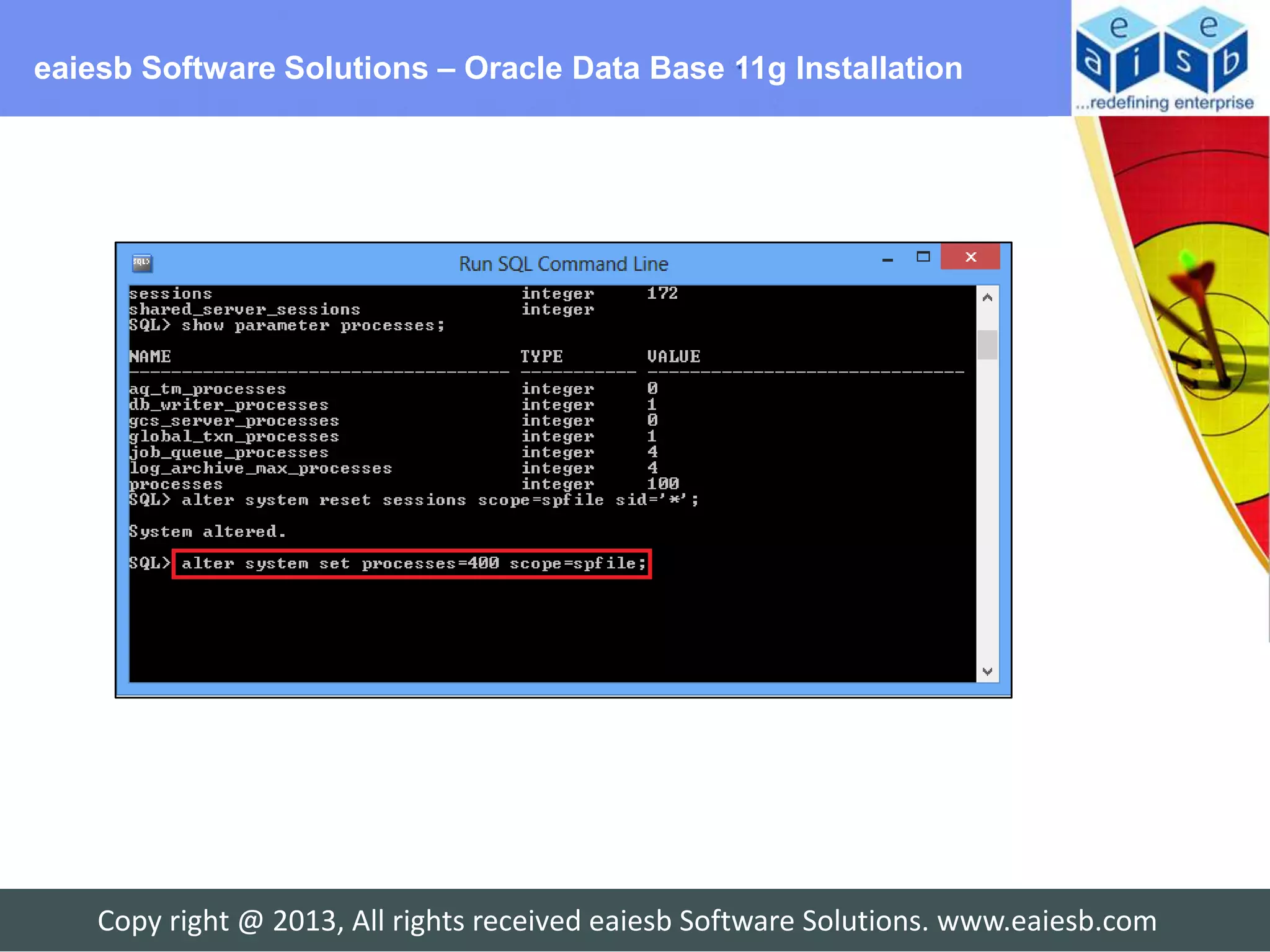 eaiesb Software Solutions – Oracle Data Base 11g Installation




    Copy right @ 2013, All rights received eaiesb Software Solutions. www.eaiesb.com
 