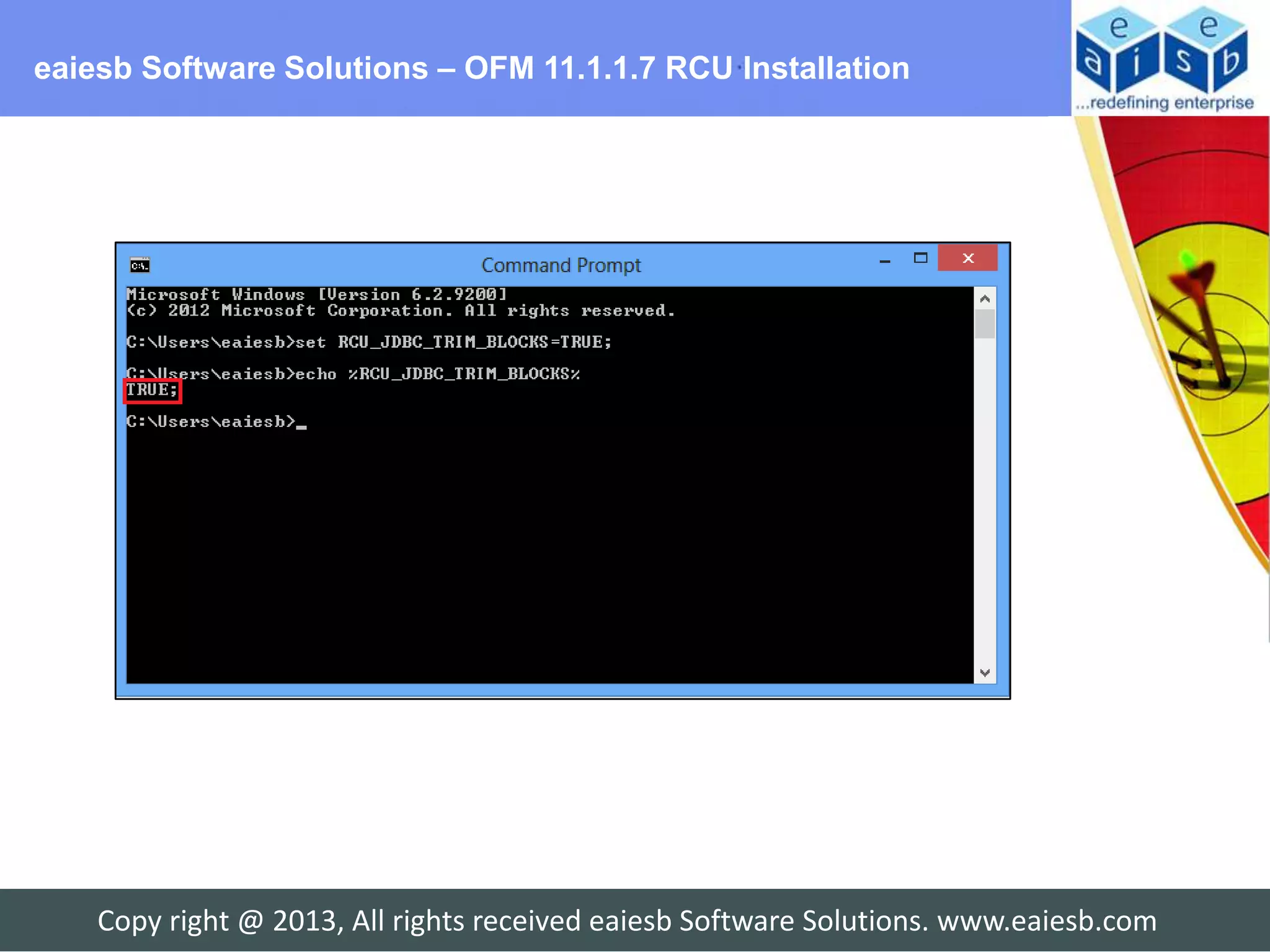 eaiesb Software Solutions – OFM 11.1.1.7 RCU Installation




    Copy right @ 2013, All rights received eaiesb Software Solutions. www.eaiesb.com
 