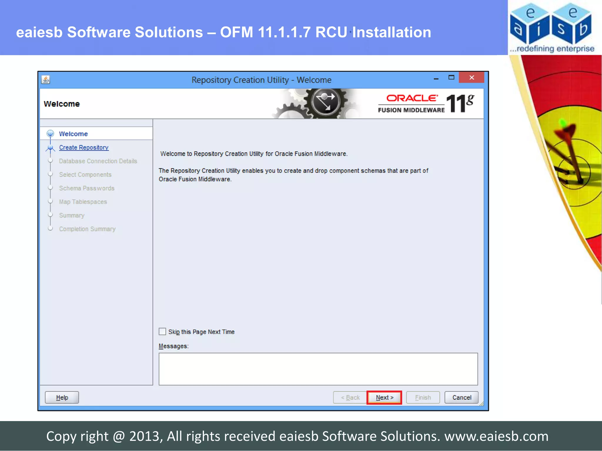 eaiesb Software Solutions – OFM 11.1.1.7 RCU Installation




    Copy right @ 2013, All rights received eaiesb Software Solutions. www.eaiesb.com
 