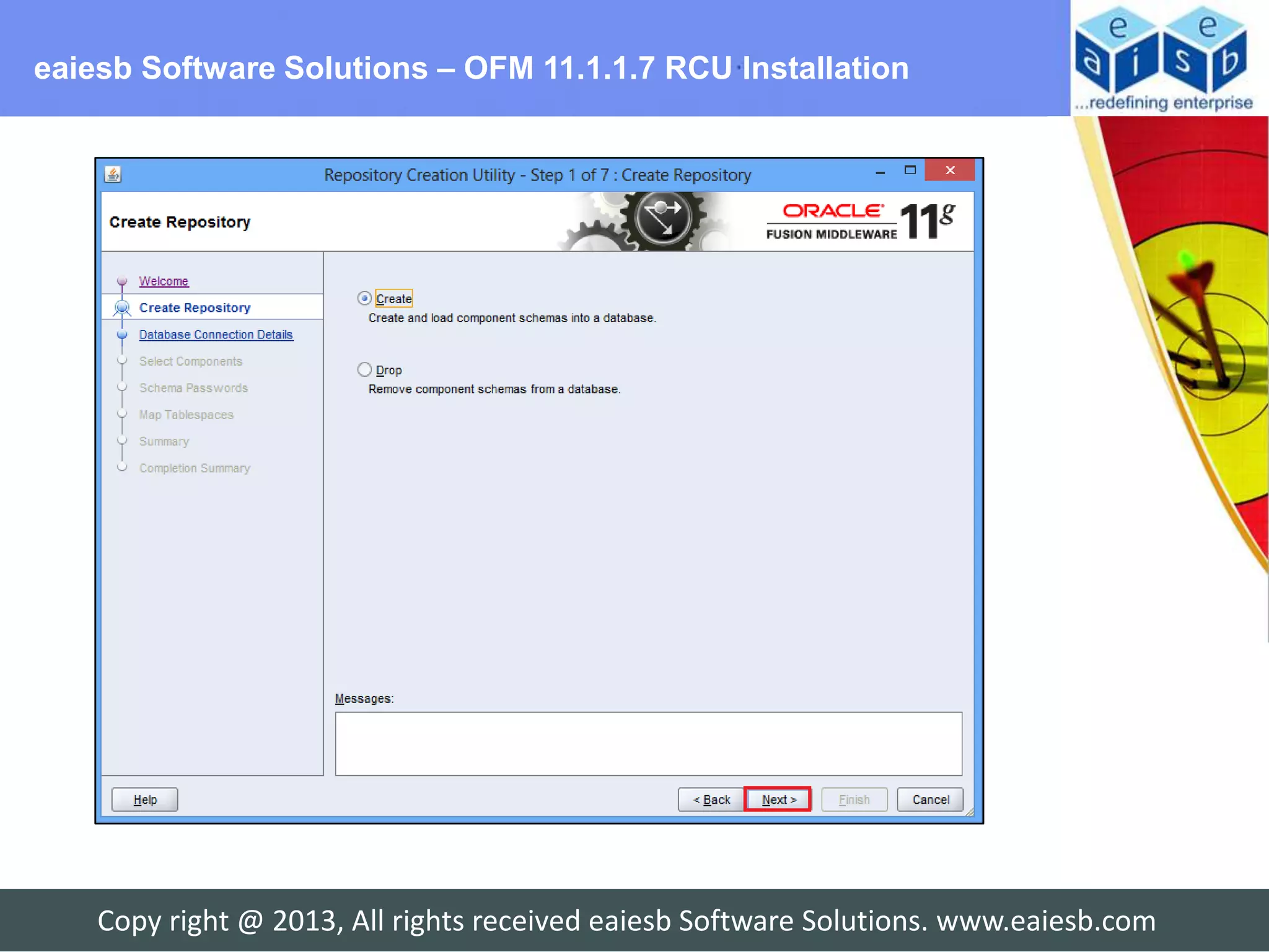 eaiesb Software Solutions – OFM 11.1.1.7 RCU Installation




    Copy right @ 2013, All rights received eaiesb Software Solutions. www.eaiesb.com
 