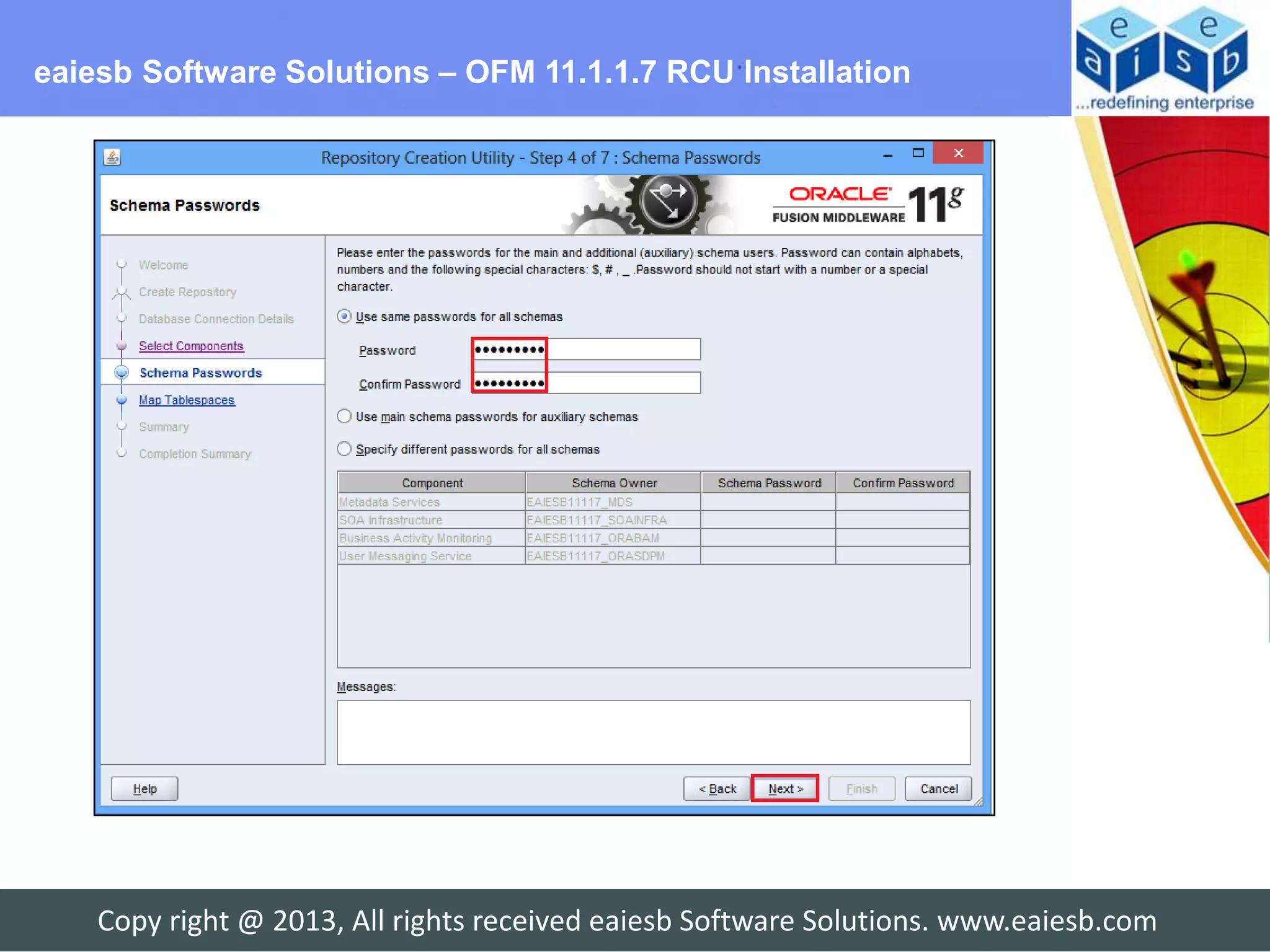 eaiesb Software Solutions – OFM 11.1.1.7 RCU Installation




    Copy right @ 2013, All rights received eaiesb Software Solutions. www.eaiesb.com
 