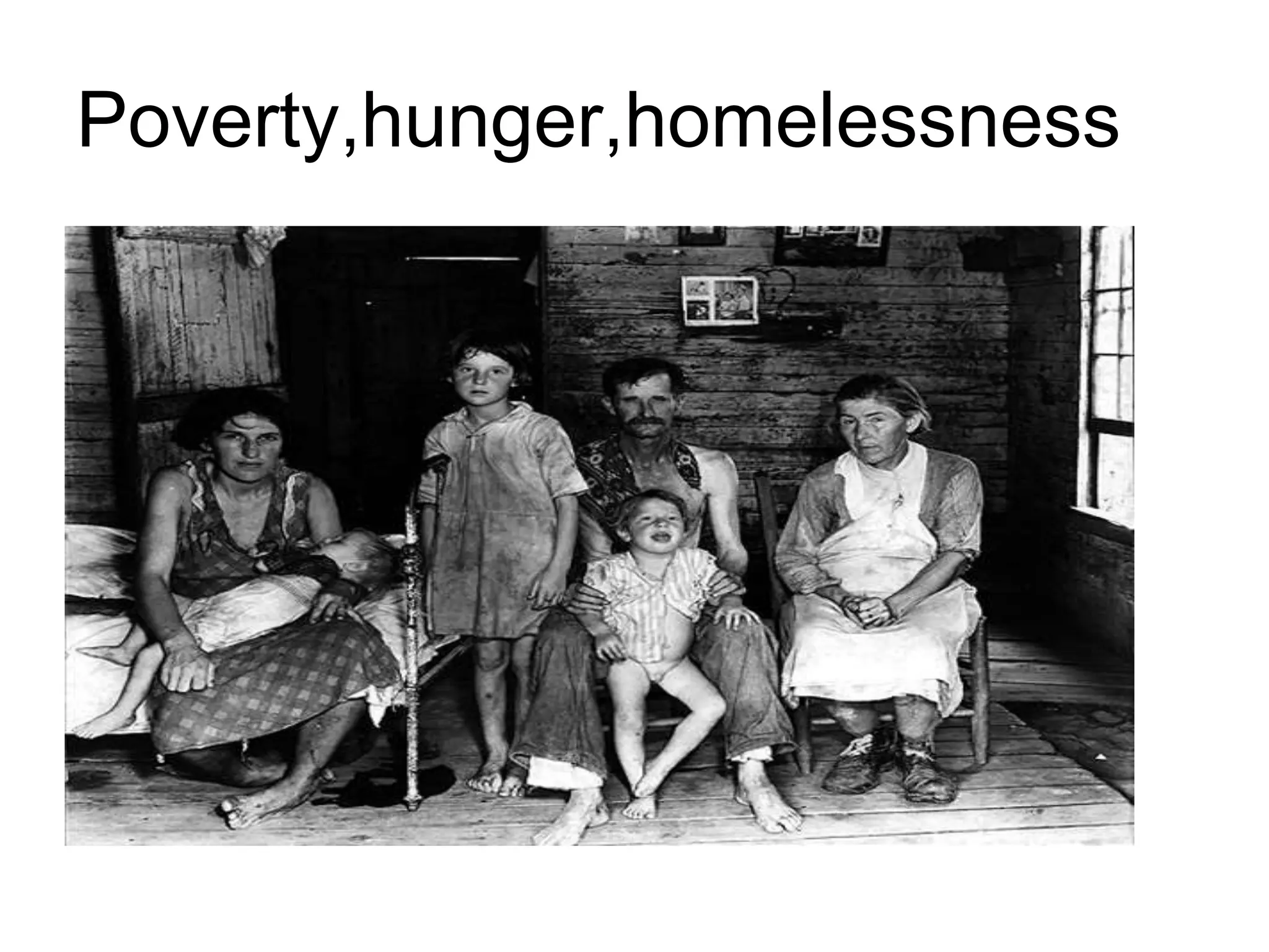 Poverty,hunger,homelessness
 