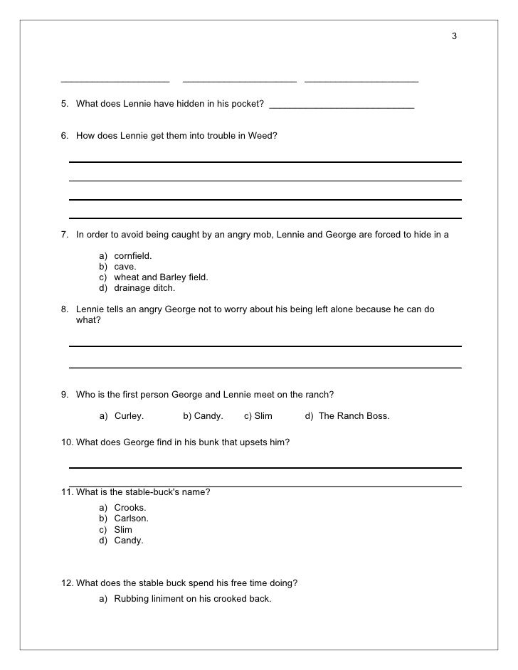 Of Mice And Men Quiz