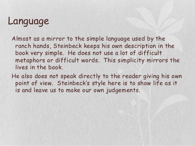 Essay On Business Management Setting Steinbecks Description Of Interesting Persuasive Essay Topics For High School Students also English Essay Examples Of Mice And Men Revision Example Of A Good Thesis Statement For An Essay