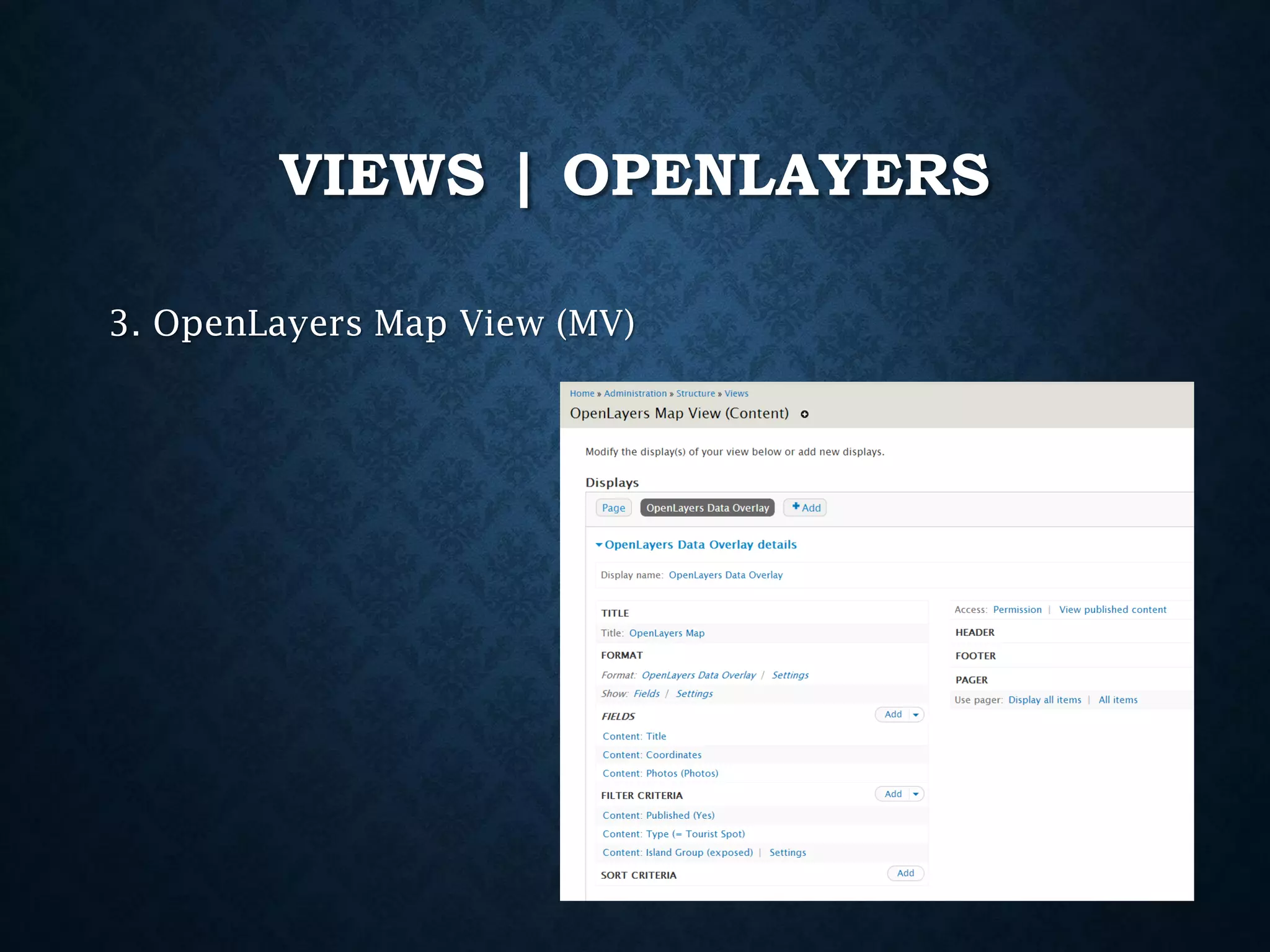 VIEWS | OPENLAYERS
3. OpenLayers Map View (MV)

 