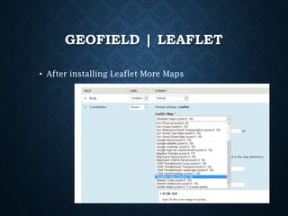 GEOFIELD | LEAFLET
• After installing Leaflet More Maps

 