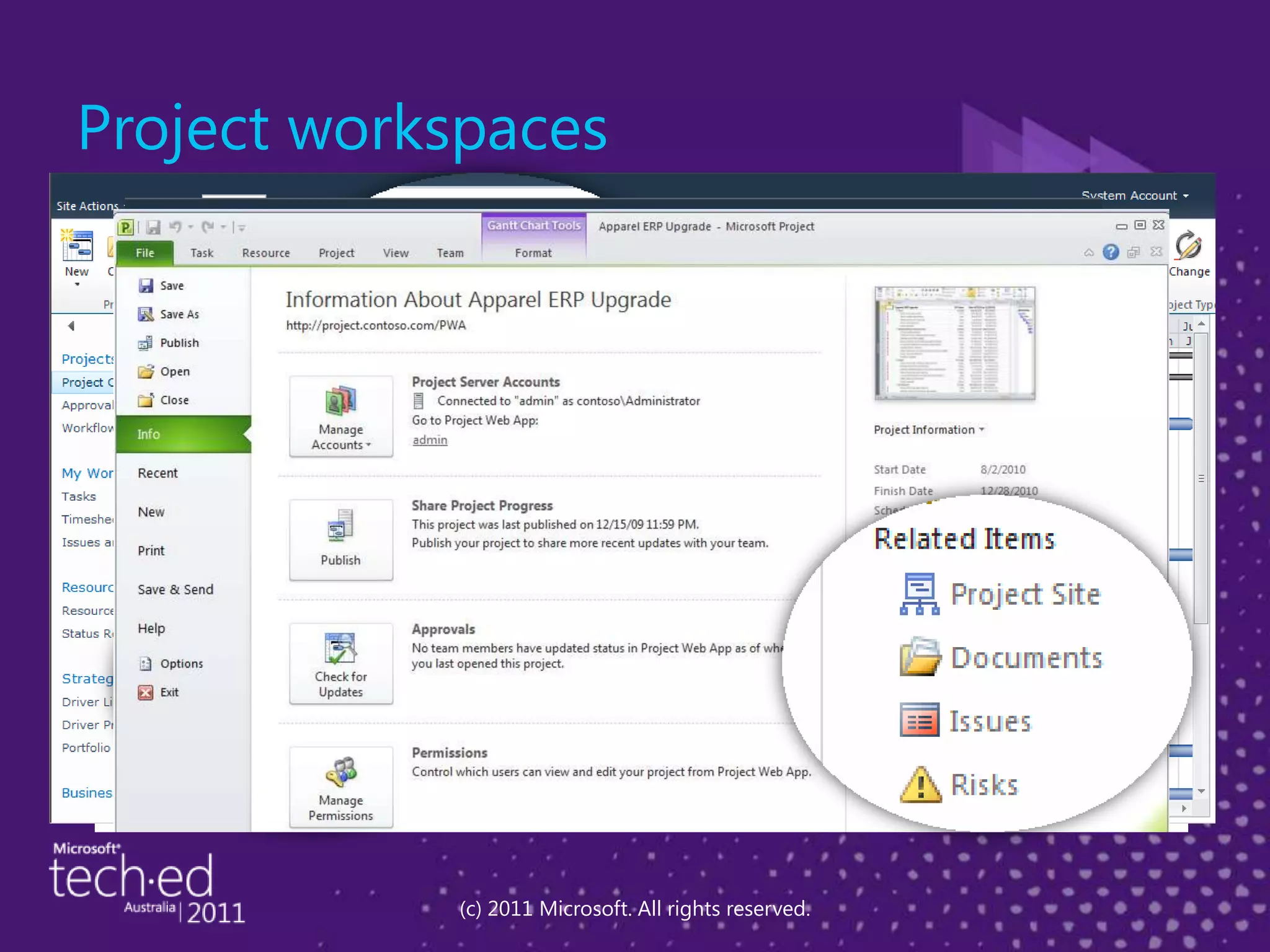 Project workspaces(c) 2011 Microsoft. All rights reserved.