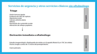 Servicios de urgencia y otros servicios clínicos sin oftalmólogo
 