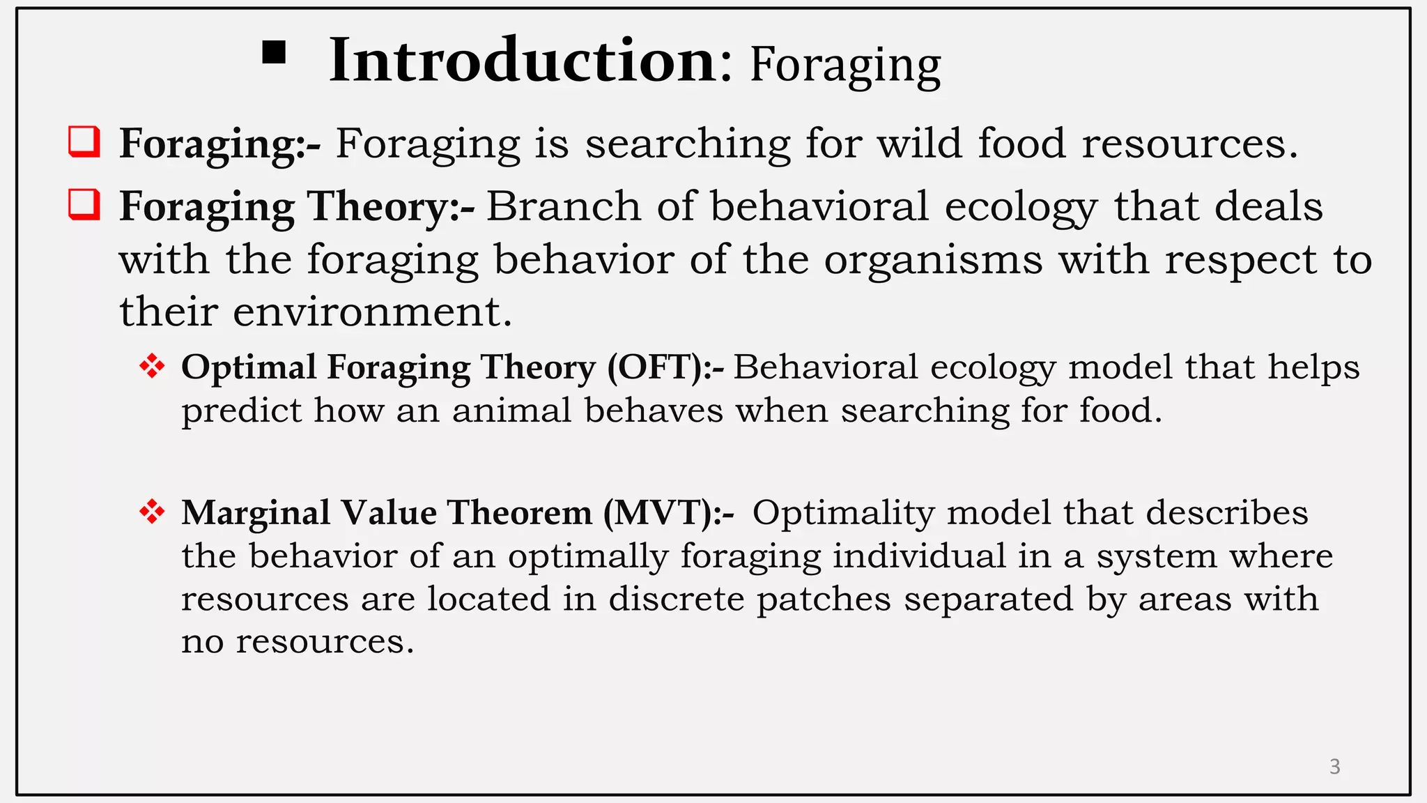 Optimal Foraging Theory (OFT) | PDF