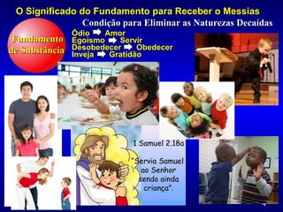 4
FundamentoFundamento
de Substânciade Substância
Condição para Eliminar as Naturezas DecaídasCondição para Eliminar as Naturezas Decaídas
Ódio AmorÓdio Amor
Egoísmo ServirEgoísmo Servir
Desobedecer ObedecerDesobedecer Obedecer
Inveja GratidãoInveja Gratidão
O Significado do Fundamento para Receber o MessiasO Significado do Fundamento para Receber o Messias
 