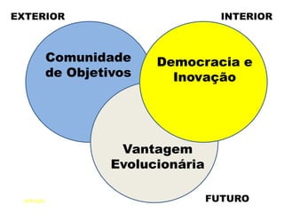 INTERIOREXTERIORComunidade de ObjetivosDemocracia e InovaçãoVantagem EvolucionáriaFUTUROdefinição