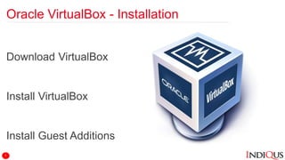 Oracle VirtualBox - Installation
Download VirtualBox
Install VirtualBox
Install Guest Additions
5
 