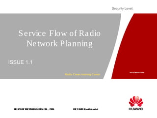 HUAWEITECHNOLOGIES CO., LTD.
www.huawei.com
HUAWEIConfidential
Security Level:
Service Flow of Radio
Network Planning
Radio Cases training Center
ISSUE 1.1
 