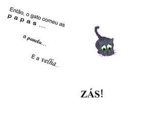 Então, o gato comeu as  papas …. E a  velha … a  panela … ZÁS! 