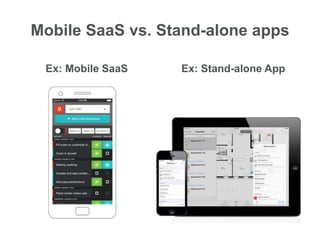 Ex: Mobile SaaS Ex: Stand-alone App
Mobile SaaS vs. Stand-alone apps
 