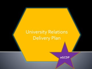 University Relations 
Delivery Plan 
oGCDP 
 