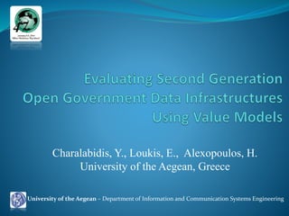 University of the Aegean – Department of Information and Communication Systems Engineering
Charalabidis, Y., Loukis, E., Alexopoulos, H.
University of the Aegean, Greece
 