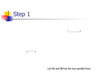 Step 1 Let NA and BM be the two parallel lines. 