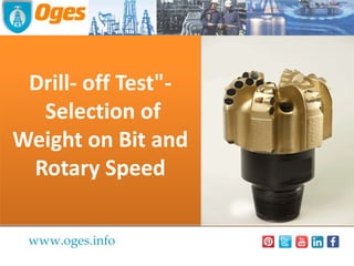 Drill- off Test"-
Selection of
Weight on Bit and
Rotary Speed
 