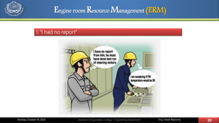 Eng. Yasser Bayoumy 20Maritime Transportation College – Engineering DepartmentMonday, October 19, 2020
1.“I had no report”
Engine room Resource Management (ERM)
 