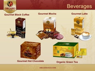 Beverages Gourmet Black Coffee Gourmet Latte Gourmet Mocha Organic Green Tea Gourmet Hot Chocolate 