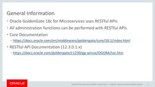 Oracle GoldenGate 18c - REST API Examples | PPTX