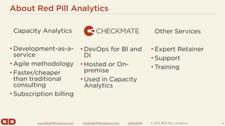 www.RedPillAnalytics.com info@RedPillAnalytics.com @RedPillA © 2014 RED PILL Analytics
About Red Pill Analytics
Other Serv...