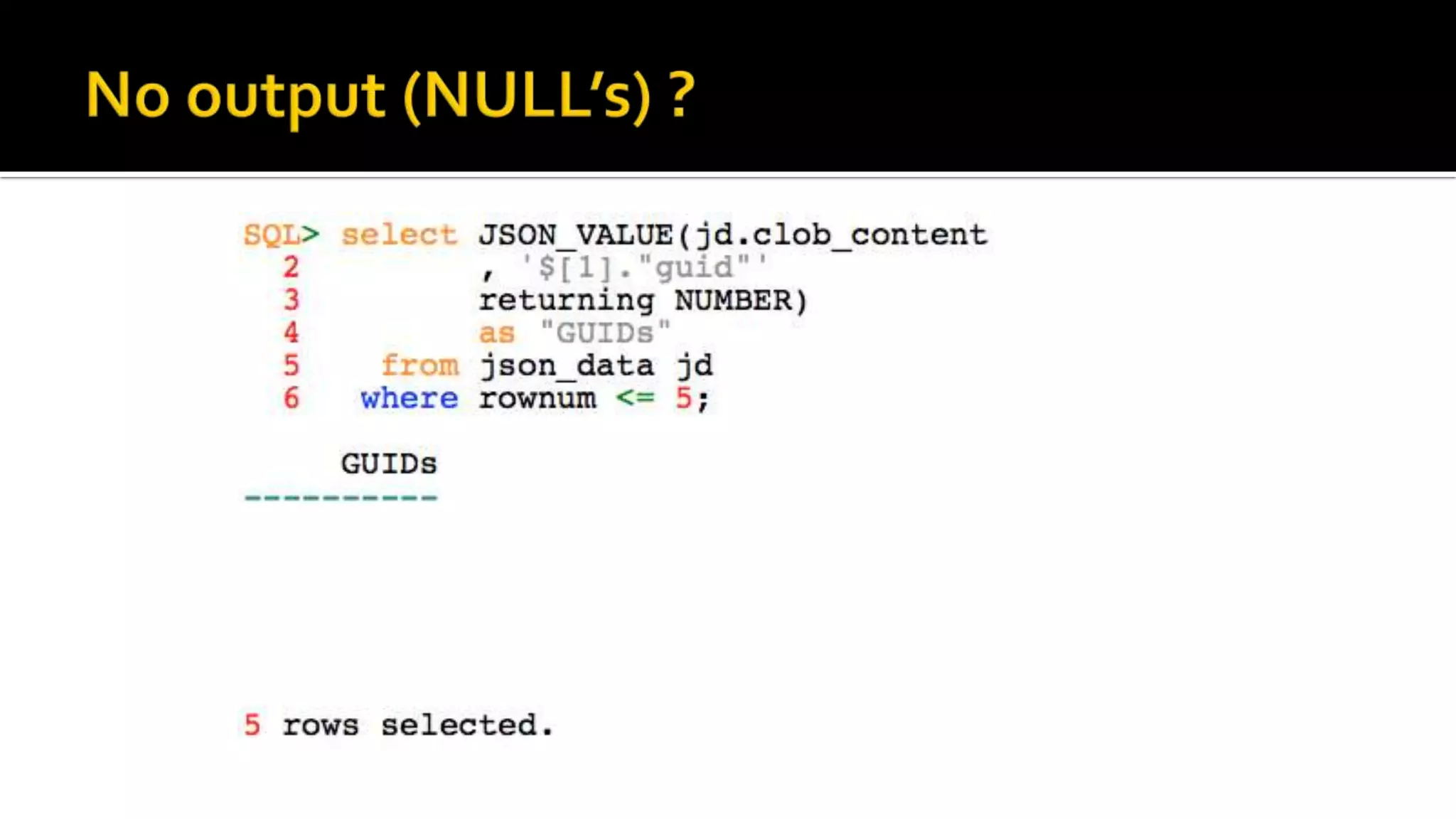 Oracle Database - JSON and the In-Memory Database | PPT